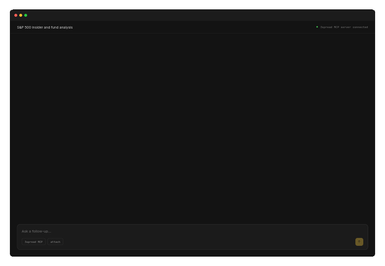 An AI agent calling the 3spread MCP server for SEC data in a chat